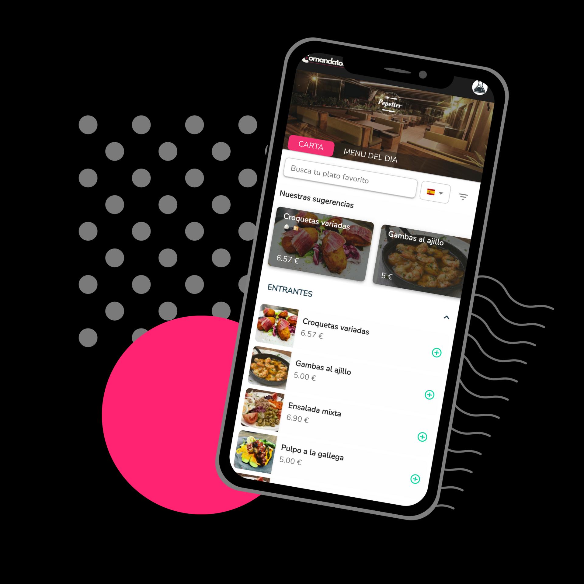 Comandator digital menu on a phone