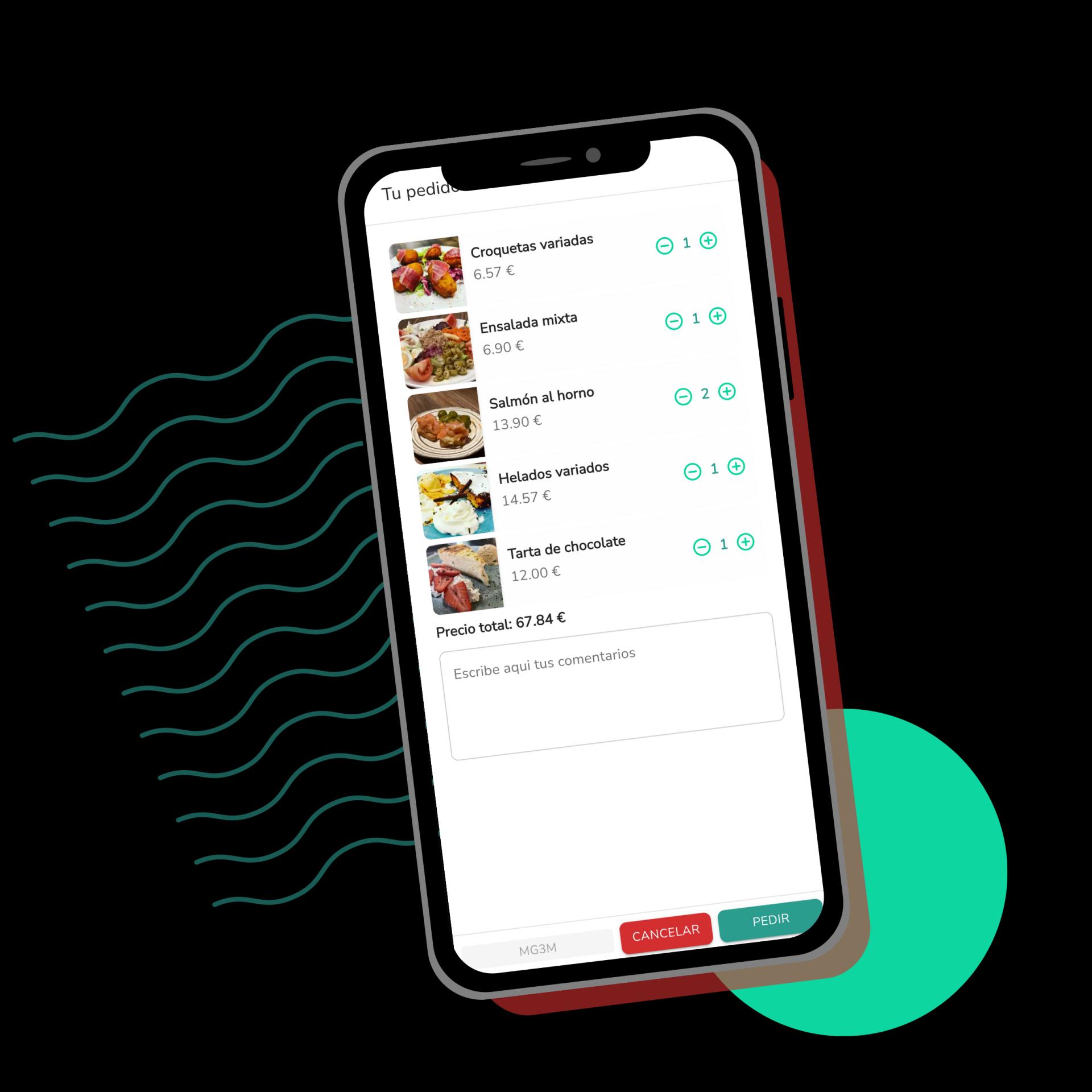 Order placed from the customer's phone at the table