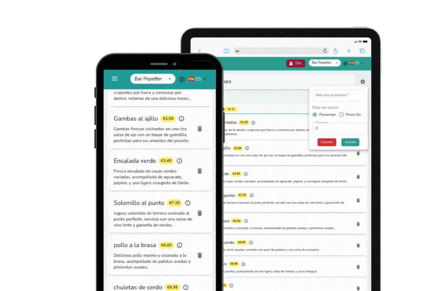 Promotion management on phone and tablet